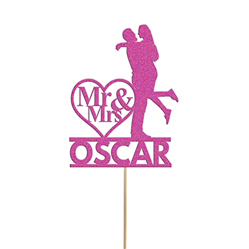 Personalisierte Hochzeitstortendekoration "Mr & Mrs", für Paare, Jahrestag, Dekoration, Andenken (Rosa) von Handmade By Stukk