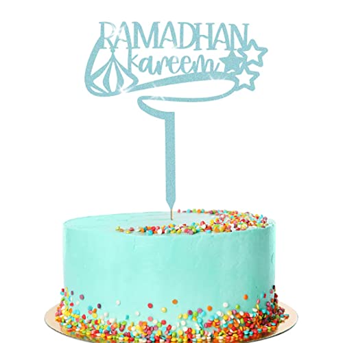 Ramadan Kareem Eid Islamischer Kuchen Glitter Topper Hajj Fasting Dekoration (Babyblau) von Handmade By Stukk