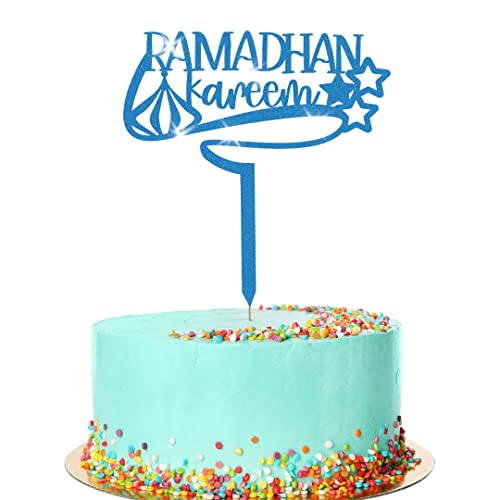 Ramadan Kareem Eid Islamischer Kuchen Glitter Topper Hajj Fasting Dekoration (blau) von Handmade By Stukk