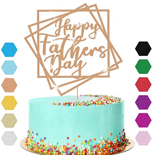 Tortenaufsatz "Happy Father's Day", Party-Dekoration, quadratisch, glitzernd, Geschenk (Roségold) von Handmade By Stukk
