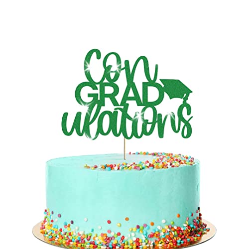Tortenaufsatz mit Aufschrift "Congratulations", zum Schulabschluss, Geburtstag, Party-Dekoration, Geschenk (grün) von Handmade By Stukk