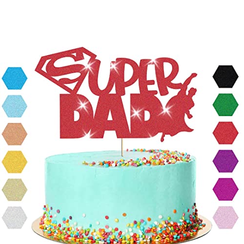 Tortenaufsatz mit Aufschrift "Super Daddy", Geschenk zum Vatertag, Rot von Handmade By Stukk