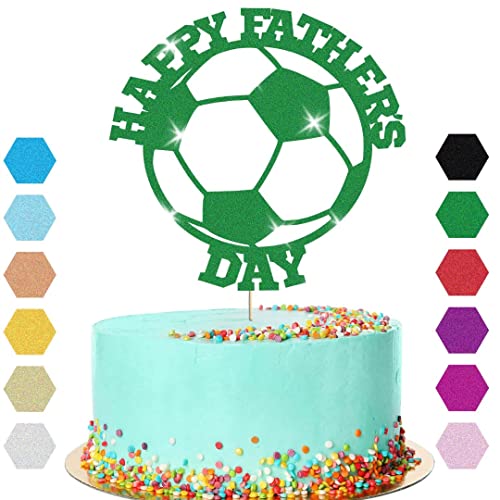 Tortenaufsatz mit Fußball-Motiv zum Vatertag, glitzerndes Geschenk (grün) von Handmade By Stukk