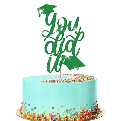 Tortenaufsatz zum Schulabschluss, Aufschrift "You Did It", Geburtstagsparty-Dekoration, Geschenk (grün) von Handmade By Stukk