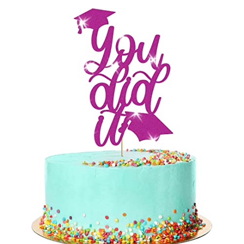 Tortenaufsatz zum Schulabschluss, Aufschrift "You Did It", für Geburtstag, Party, Dekoration, Geschenk (Babyblau) von Handmade By Stukk