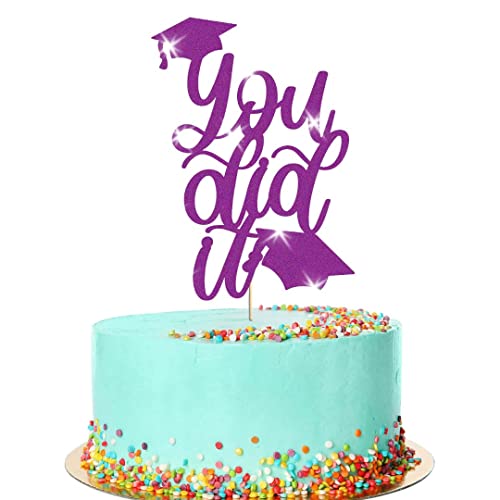 Tortenaufsatz zum Schulabschluss, You Did It für Geburtstagsparty, Dekoration, Geschenk (lila) von Handmade By Stukk