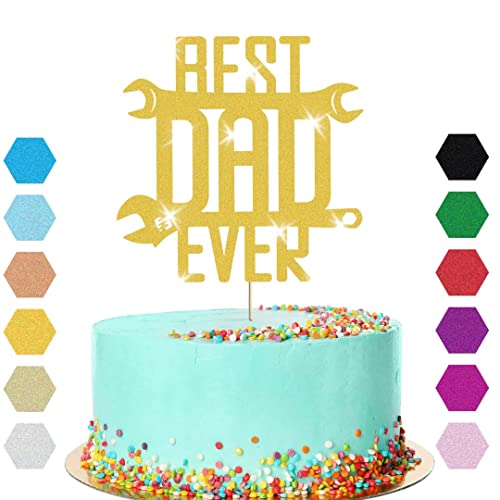 Vatertagskuchenaufsatz "Best Dad Ever" für Schuppen, Party-Dekoration, Geschenk (Gold) von Handmade By Stukk