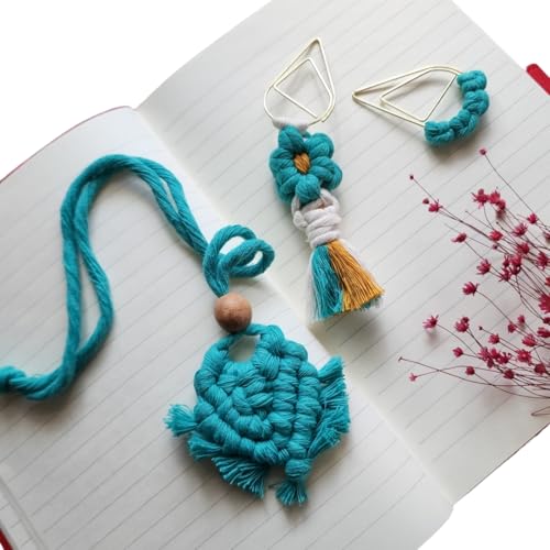 Set mit 3 skurrilen Lesezeichen, Buchregister, Klassenzimmer, Häkelblumen, Lesezeichen, Büroklammern, Bullet Journal, Quasten für Lesezeichen, niedliche Dinge, Lehrer, Must Haves von Handmade By Uruba