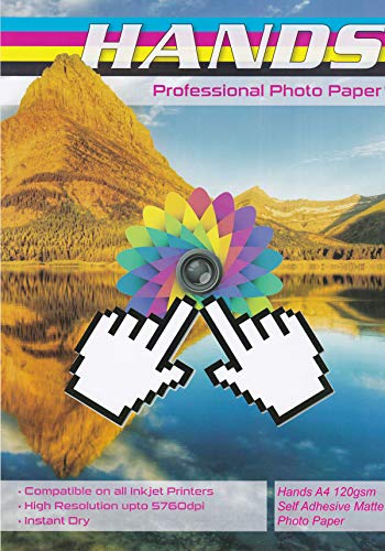 Hands Professional Fotopapier, selbstklebend, A4, 120 g/m², matt, 10 Blatt von Hands Professional Photo Paper