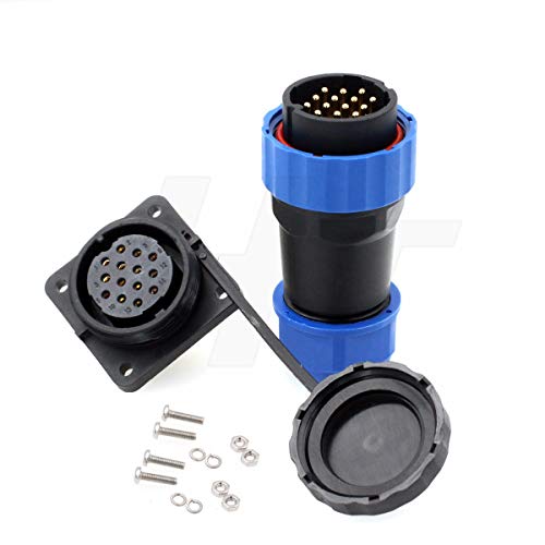HangTon HE29 14-poliger wasserdichter IP68-Stecker für den Außenbereich, Rundgewinde, männlich, weiblich, Lötstecker, 4-polig (14-polig, 10 A, 380 V) von HangTon Connect
