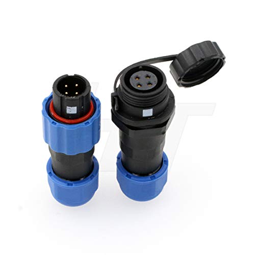 HangTon SD13 4-poliger Stecker und Buchse, rund, wasserdicht, IP68, Kunststoff-Stecker für elektrische Geräte im Freien von HangTon