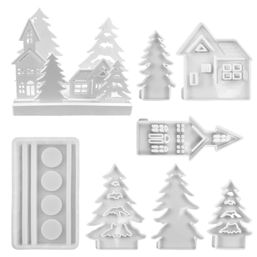 HANGSU Silikonformen Gießformen Häuser 7 Stück Silikonform Baum Silikonform Haus mit Boden Silikon Gießform Kerzenhalter Gipsform HANGSU Silikonformen Gießformen Häuser 7 Stück Silikonform Baum Silikonform Haus mit Boden Silikon Gießform Kerzenhalter Gipsform von Hangsu