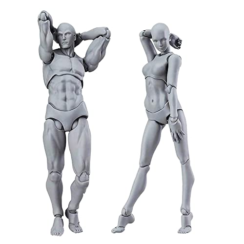 Künstlerpuppe Blockhead Jointed Mannequin Drawing Figures, Small Figure Model for Sketching, Painting, Drawing, Artist Male+Female Set von Haniforever