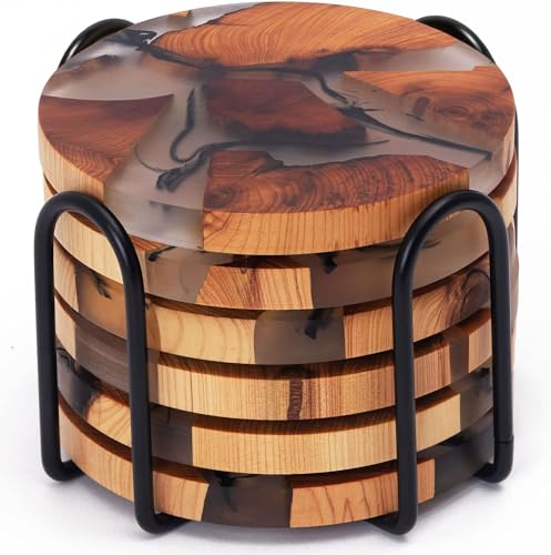 Hanjing Getränkeuntersetzer-Set, saugfähiger Untersetzer aus Holz, Couchtisch Epoxidharz-Untersetzer, Schreibtisch-Schutzdekoration Hanjing Getränkeuntersetzer-Set, saugfähiger Untersetzer aus Holz, Couchtisch Epoxidharz-Untersetzer, Schreibtisch-Schutzdekoration von Hanjing