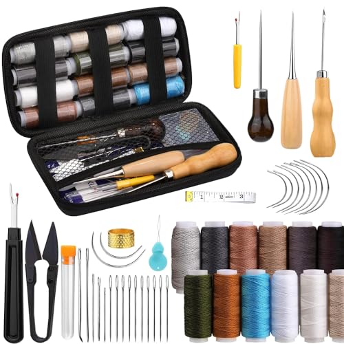 Leder-Nähset, 48-teilig, robustes Nähset für Autositze, Teppiche, Schuhe, Rucksäcke, Reparatur, Heimwerkerarbeiten Leder-Nähset, 48-teilig, robustes Nähset für Autositze, Teppiche, Schuhe, Rucksäcke, Reparatur, Heimwerkerarbeiten von Hanlintk