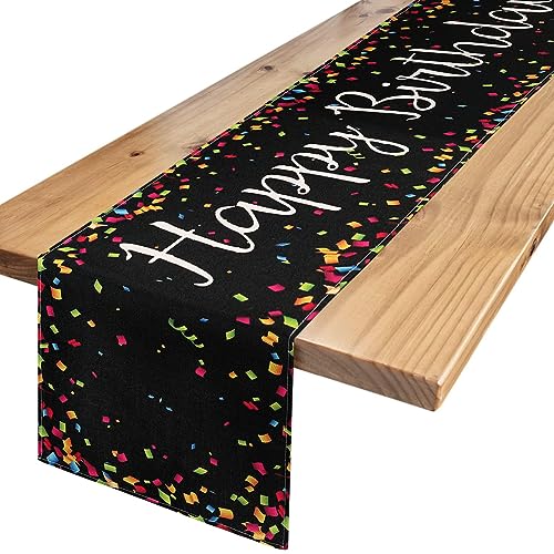 Hanrunsi Tischläufer Schwarz Alles Gute Zum Geburtstag Tischläufer 40x140 Leinen Schwarz Geburtstag Tischläufer Küche Esstischdekoration mit Bunten Blinkenden Zerkleinerten Stücken Hanrunsi Tischläufer Schwarz Alles Gute Zum Geburtstag Tischläufer 40x140 Leinen Schwarz Geburtstag Tischläufer Küche Esstischdekoration mit Bunten Blinkenden Zerkleinerten Stücken von Hanrunsi