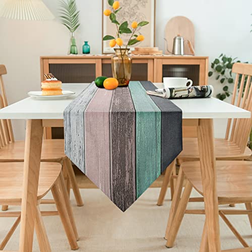 Tischläufer Türkis Moderne Tischläufer Wohnzimmer Streifen Rustikal Retro Scheune Holz Textur Blaugrün 40x140cm Jute Tischläufer für Esstisch Bauernhaus Party Picknick Kostenlose Küchendekoration Tischläufer Türkis Moderne Tischläufer Wohnzimmer Streifen Rustikal Retro Scheune Holz Textur Blaugrün 40x140cm Jute Tischläufer für Esstisch Bauernhaus Party Picknick Kostenlose Küchendekoration von Hanrunsi