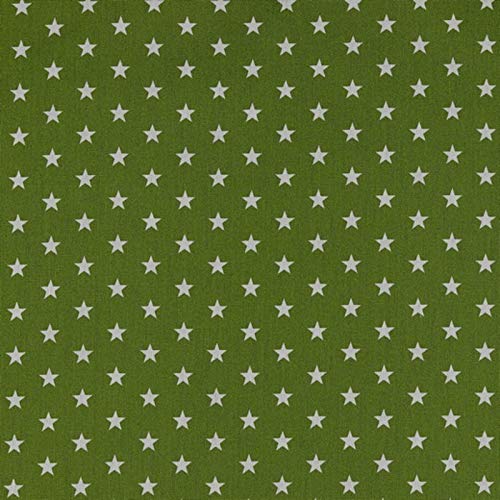Baumwollstoff Sterne Farngrün – Stoff Meterware 150 cm breit, weicher Baumwollstoff für Kinder, Weihnachten & Deko, pflegeleicht, ideal zum Nähen von Kleidung, Bettwäsche, Vorhängen & Kissen von Hans-Textil-Shop