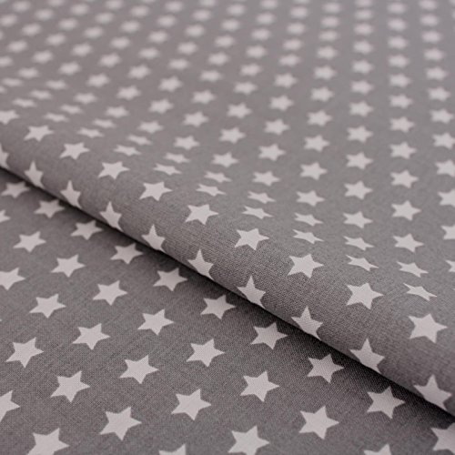 Baumwollstoff Sterne Grau – Stoff Meterware 150 cm breit, weicher Baumwollstoff für Kinder, Weihnachten & Deko, pflegeleicht, ideal zum Nähen von Kleidung, Bettwäsche, Vorhängen & Kissen von Hans-Textil-Shop