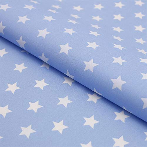 Baumwollstoff Sterne Hellblau – Stoff Meterware 150 cm breit, weicher Baumwollstoff für Kinder, Weihnachten & Deko, pflegeleicht, ideal zum Nähen von Kleidung, Bettwäsche, Kissen & Vorhängen von Hans-Textil-Shop