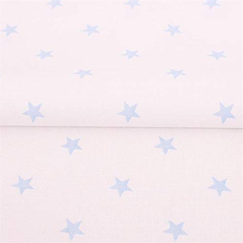 Baumwollstoff Sterne Hellblau auf Weiß – Stoff Meterware 150 cm breit, weicher Baumwollstoff für Kinder, Weihnachten & Deko, pflegeleicht, ideal zum Nähen von Kleidung, Bettwäsche, Vorhängen & Kissen von Hans-Textil-Shop