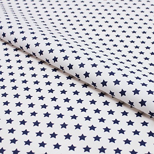 Baumwollstoff Sterne Marine Blau auf Weiß – Stoff Meterware 150 cm breit, weicher Baumwollstoff für Kinder, Weihnachten & Deko, ideal zum Nähen von Kleidung, Bettwäsche, Vorhängen & Kissen von Hans-Textil-Shop