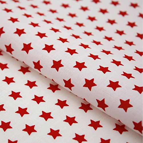 Baumwollstoff Sterne Rot auf Weiß – Stoff Meterware 150 cm breit, weicher Baumwollstoff für Kinder, Weihnachten & Deko, pflegeleicht, ideal zum Nähen von Kleidung, Bettwäsche, Vorhängen & Kissen von Hans-Textil-Shop