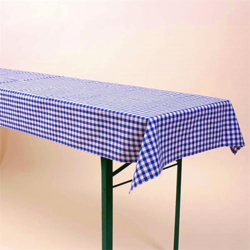 Biertisch Tischdecke 130x270 cm Karo 1x1 cm Blau Baumwolle (Pflegeleicht, Bei 60° waschbar, Trocknergeeignet, Wiederverwendbar, Gewebtes Karomuster) von Hans-Textil-Shop