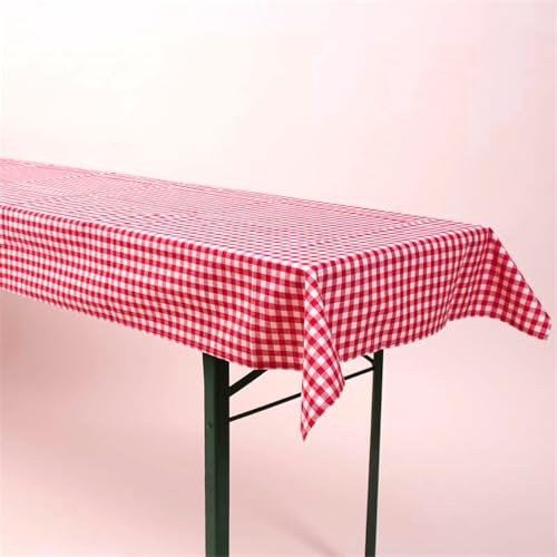 Biertisch Tischdecke 80x250 cm Karo 1x1 cm Rot Baumwolle (Pflegeleicht, Bei 60° waschbar, Trocknergeeignet, Wiederverwendbar, Gewebtes Karomuster) von Hans-Textil-Shop