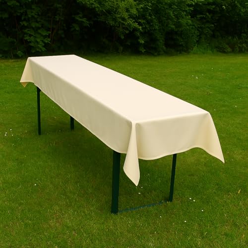 Biertisch Tischdecke Uni Polyester - Einfarbig, Pflegeleicht, Bügelfrei, Biertischtischdecke, Für Bierzeltgarnitur (Creme, 100x270 cm) von Hans-Textil-Shop