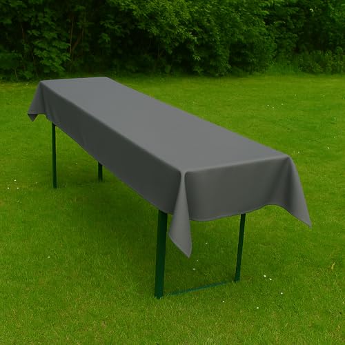 Biertisch Tischdecke Uni Polyester - Einfarbig, Pflegeleicht, Bügelfrei, Biertischtischdecke, Für Bierzeltgarnitur (Grau, 80x250 cm) von Hans-Textil-Shop