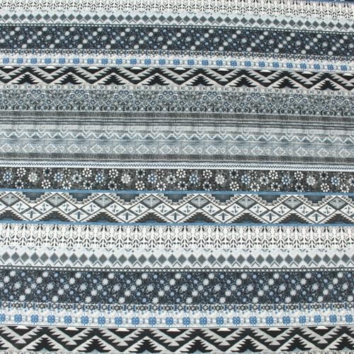 Dirndlstoff Trachtenstoff Meterware 100% Baumwolle - 1 Meter Stoff, Tracht, Dirndl, Landhaus, Schürze, Bluse, Kleid, Rock, Kissen, Vorhänge, Deko (Blumen Streifenmuster Dunkelblau) von Hans-Textil-Shop