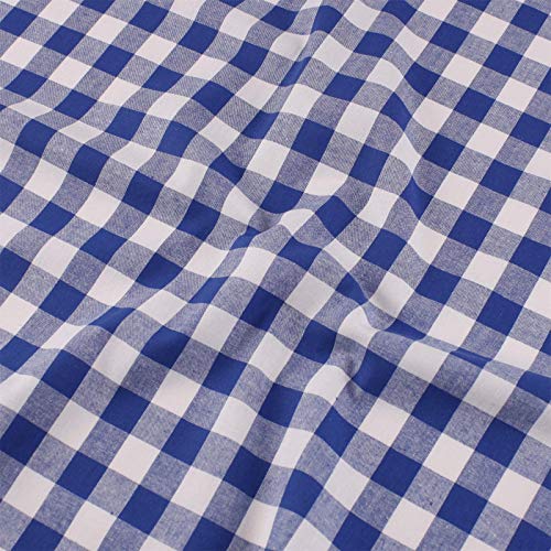 Hans-Textil-Shop 1 Meter Stoff Meterware Karo 5x5 mm Gewebt Mischgewebe - Für Landhaus, Deko, Tischdecke, Nähen, Basteln (Blau) von Hans-Textil-Shop