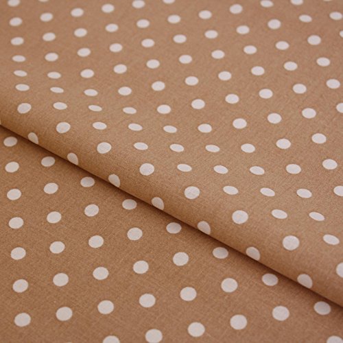 Hans-Textil-Shop Baumwollstoff Beige Gepunktet – Stoff Meterware 140 cm – Beigefarbener Stoff mit weißen Punkten – Punkte Stoff Baumwolle für Kissen, Bettwäsche, Kinderstoff, Deko, Bekleidung von Hans-Textil-Shop
