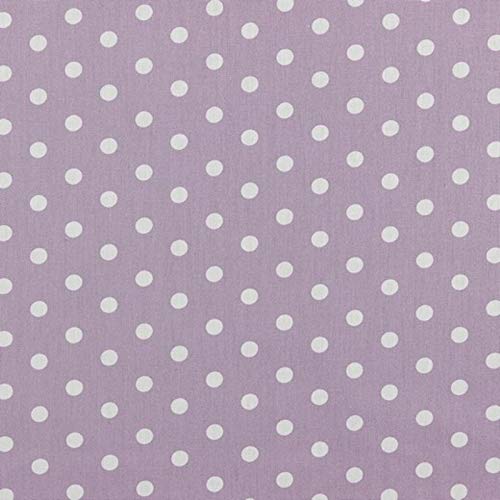 Hans-Textil-Shop Baumwollstoff Flieder Gepunktet – Stoff Meterware 140 cm – Fliederfarbener Stoff mit weißen Punkten – Punkte Stoff Baumwolle für Kissen, Bettwäsche, Kinderstoff, Deko, Bekleidung von Hans-Textil-Shop