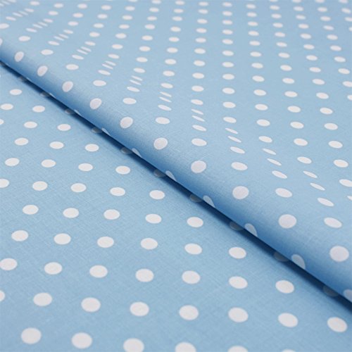 Hans-Textil-Shop Baumwollstoff Hellblau Gepunktet – Stoff Meterware 140 cm – Hellblauer Stoff mit weißen Punkten – Punkte Stoff Baumwolle für Kissen, Bettwäsche, Kinderstoff, Deko, Bekleidung von Hans-Textil-Shop