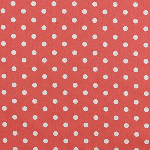 Hans-Textil-Shop Baumwollstoff Koralle Orange Gepunktet – Stoff Meterware 140 cm – Stoff Koralle mit weißen Punkten – Punkte Stoff Orange Baumwolle für Kissen, Bettwäsche, Kinderstoff, Deko von Hans-Textil-Shop
