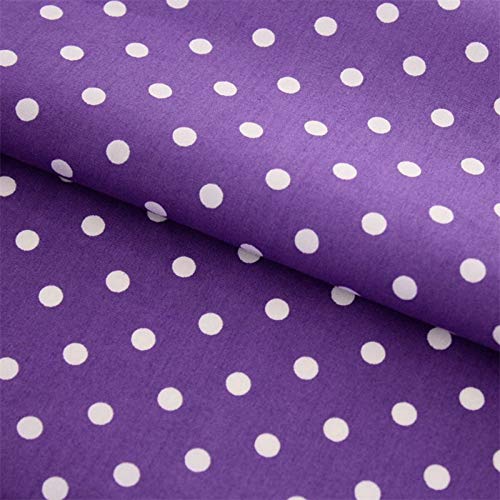 Hans-Textil-Shop Baumwollstoff Lila Gepunktet – Stoff Meterware 140 cm – Lila Stoff mit weißen Punkten – Punkte Stoff Baumwolle für Kissen, Bettwäsche, Kinderstoff, Deko, Bekleidung von Hans-Textil-Shop