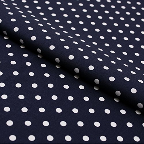 Hans-Textil-Shop Baumwollstoff Marine Blau Dunkelblau Gepunktet – Stoff Meterware 140 cm – Dunkelblauer Stoff mit weißen Punkten – Punkte Stoff Baumwolle für Kissen, Bettwäsche, Kinderstoff, Deko von Hans-Textil-Shop
