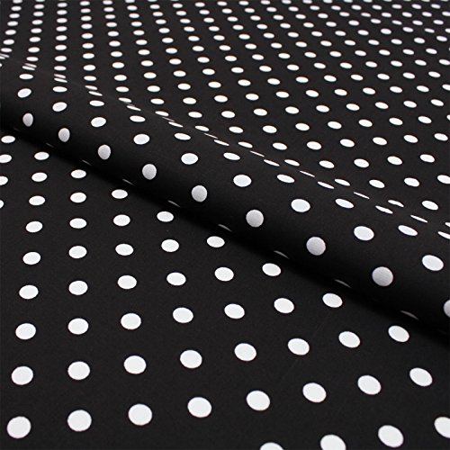 Hans-Textil-Shop Baumwollstoff Schwarz Gepunktet – Stoff Meterware 140 cm – Schwarzer Stoff mit weißen Punkten – Punkte Stoff Baumwolle für Kissen, Bettwäsche, Kinderstoff, Deko, Bekleidung von Hans-Textil-Shop