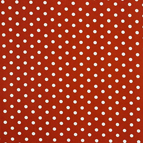 Hans-Textil-Shop Baumwollstoff Terra Gepunktet – Stoff Meterware 140 cm – Terracotta Stoff mit weißen Punkten – Punkte Stoff Baumwolle für Kissen, Bettwäsche, Kinderstoff, Deko, Bekleidung von Hans-Textil-Shop