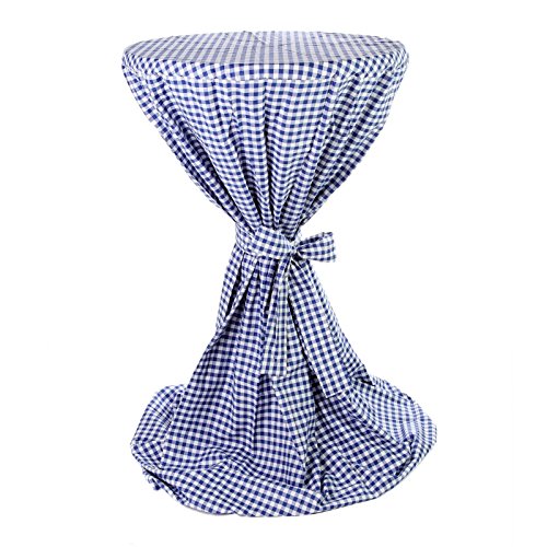 Hans-Textil-Shop Stehtischhusse Karo 1x1 cm Baumwolle - Hussen für Stehtische, Tischhusse, Kariert, Karomuster, Landhaus (Blau, 60-65 cm) von Hans-Textil-Shop