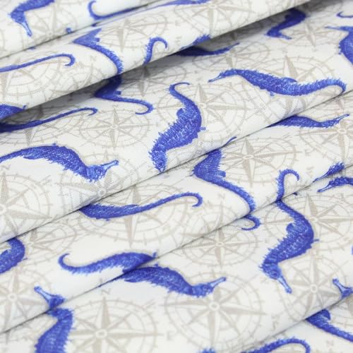 Hans-Textil-Shop - Stoff Meterware Maritimes Seepferdchen Kompass Muster Baumwolle - Seefahrt, Kinder, Dekoration, Kissenbezüge, Bettwäsche, Kleidung, Taschen Hans-Textil-Shop - Stoff Meterware Maritimes Seepferdchen Kompass Muster Baumwolle - Seefahrt, Kinder, Dekoration, Kissenbezüge, Bettwäsche, Kleidung, Taschen von Hans-Textil-Shop