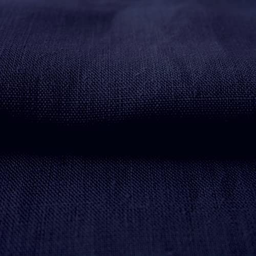 Hans-Textil-Shop Stoff Meterware Uni Navy 100% Leinen - 1 Meter, Leinenstoff, Kleider, Hose, Rock, Bluse, Hemd, Vorhänge, Kissen, Tischdecken von Hans-Textil-Shop