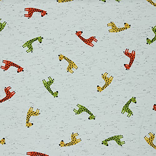 Hans-Textil-Shop Stoff Meterware bunte Giraffen Grau Meliert Jersey - 1 Meter, Tiere, Deko, Kleidung, Für Kinder, Kissenbezüge, T-Shirt, bunt von Hans-Textil-Shop