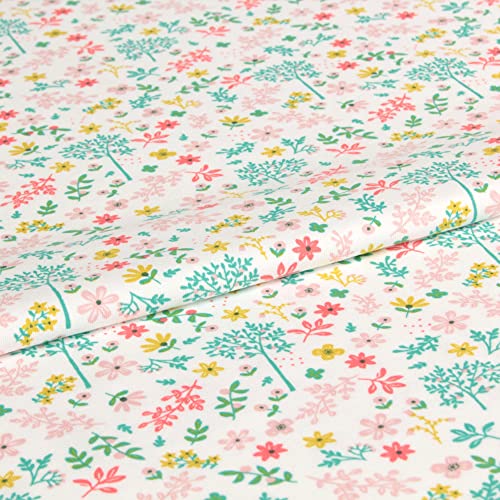 Hans-Textil-Shop Stoff Meterware bunte Pflanzen Jersey - 1 Meter, Blumen, Blüten, Deko, Kleidung, Für Kinder, Kissenbezüge, T-Shirt von Hans-Textil-Shop