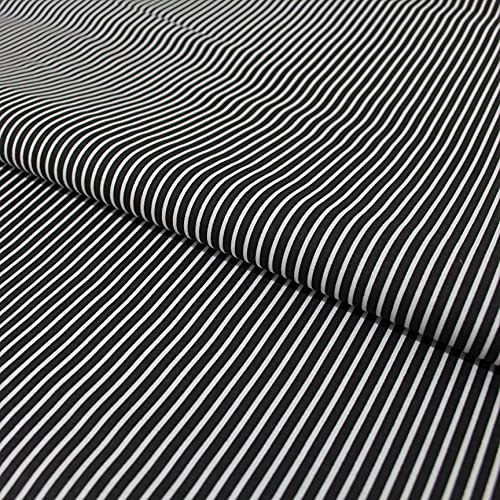 Hans-Textil-Shop Stoff Schwarz Weiß Gestreift Baumwolle – Streifen Stoff Meterware 145 cm – Gestreifte Stoffe Schwarz – für Bekleidung, Kissen, Bettwäsche, Vorhänge, Tischdecken, Deko von Hans-Textil-Shop