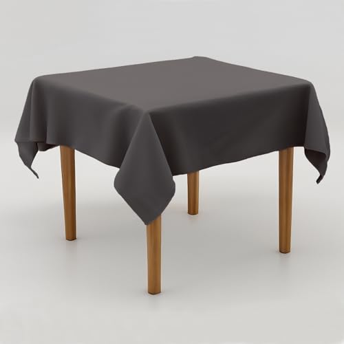 Tischdecke Uni Polyester - Einfarbig, Pflegeleicht, Bügelfrei, Tischtuch, Tischwäsche, Privat, Restaurant, Hotel, Handgefertigt, Made in Europa (Grau, 100x100 cm) von Hans-Textil-Shop