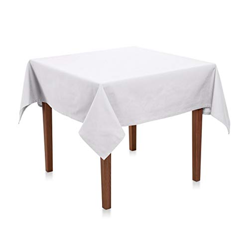 Tischdecke 80x80 cm Weiß Polyester - Uni, Einfarbig, Premium Qualität, Pflegeleicht, Bügelarm bis Bügelfrei, Made in Europe von Hans-Textil-Shop