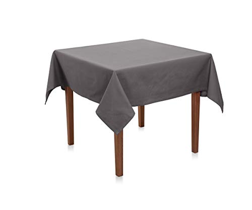 Premium Tischdecke Baumwolle Canvas - Uni, Einfarbig, Langlebig, Strapazierfähig, Handgefertigt, Tischtuch, Tischwäsche, Privat & Gewerbe (Grau, 80x80 cm) von Hans-Textil-Shop